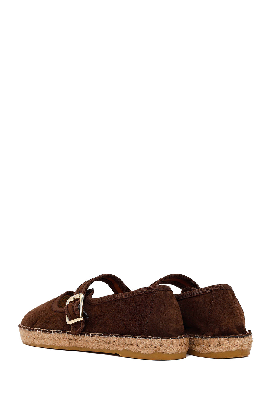 Women's Brown Strap Suede Leather Espadrilles