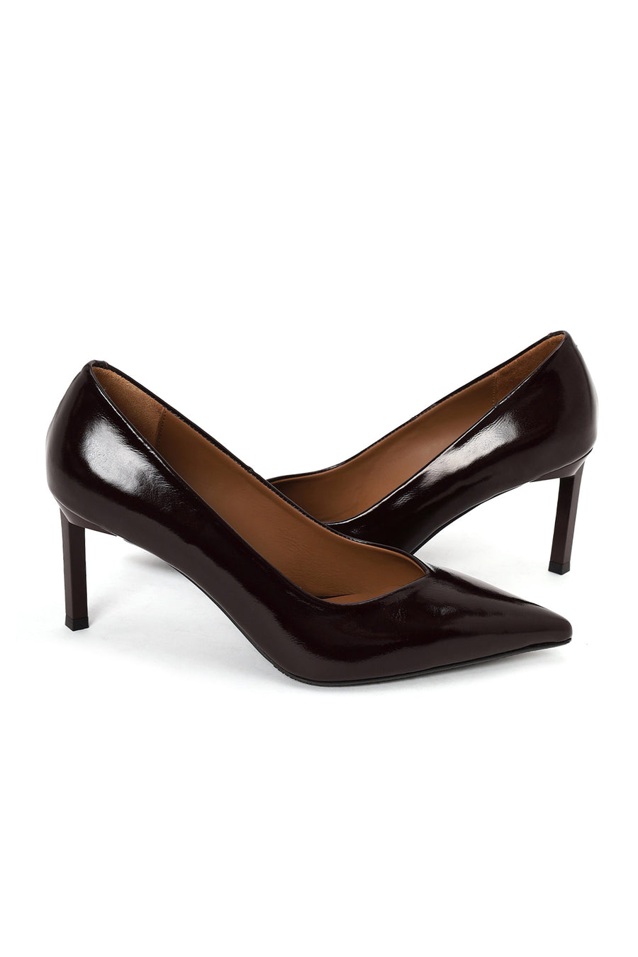 Woman Burgundy Thin-Heeled Patent Leather Leather Stiletto
