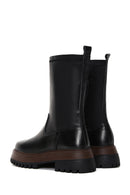 Women's Black Zippered Leather Boots | Derimod