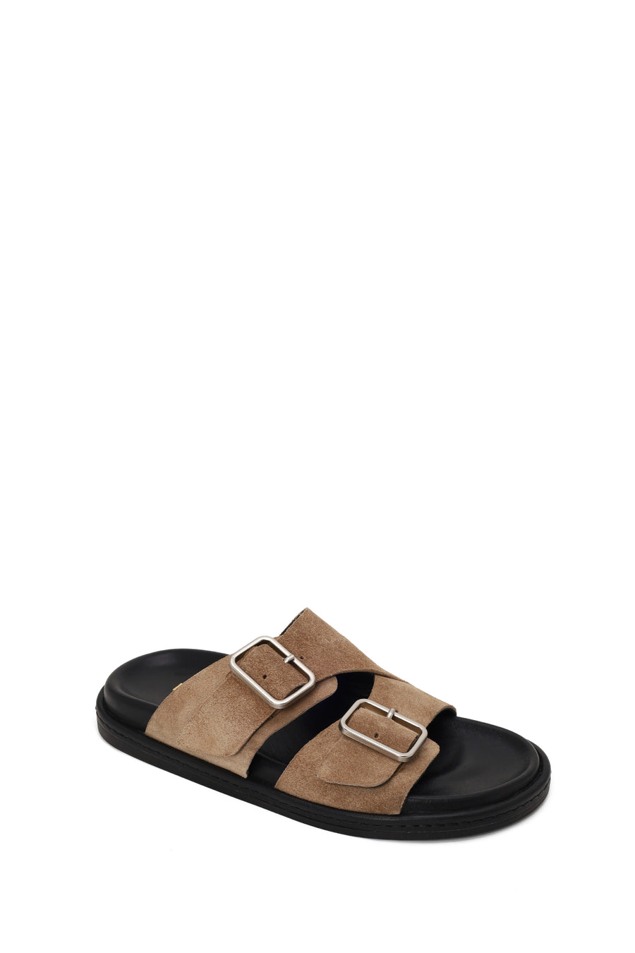 Woman Mink Double-Buckle Suede Slipper