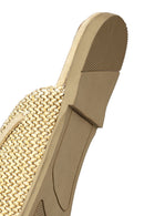 Women's Beige Tasseled Straw Slippers | Derimod