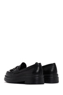 Women's Black Leather Masculine Loafer | Derimod