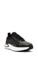 Derimod Zero Men's Black Lace-Up Thick Soled Fabric Sneaker | Derimod