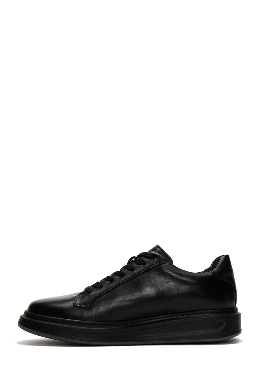 Men's Black Leather Thick Soled Sneaker