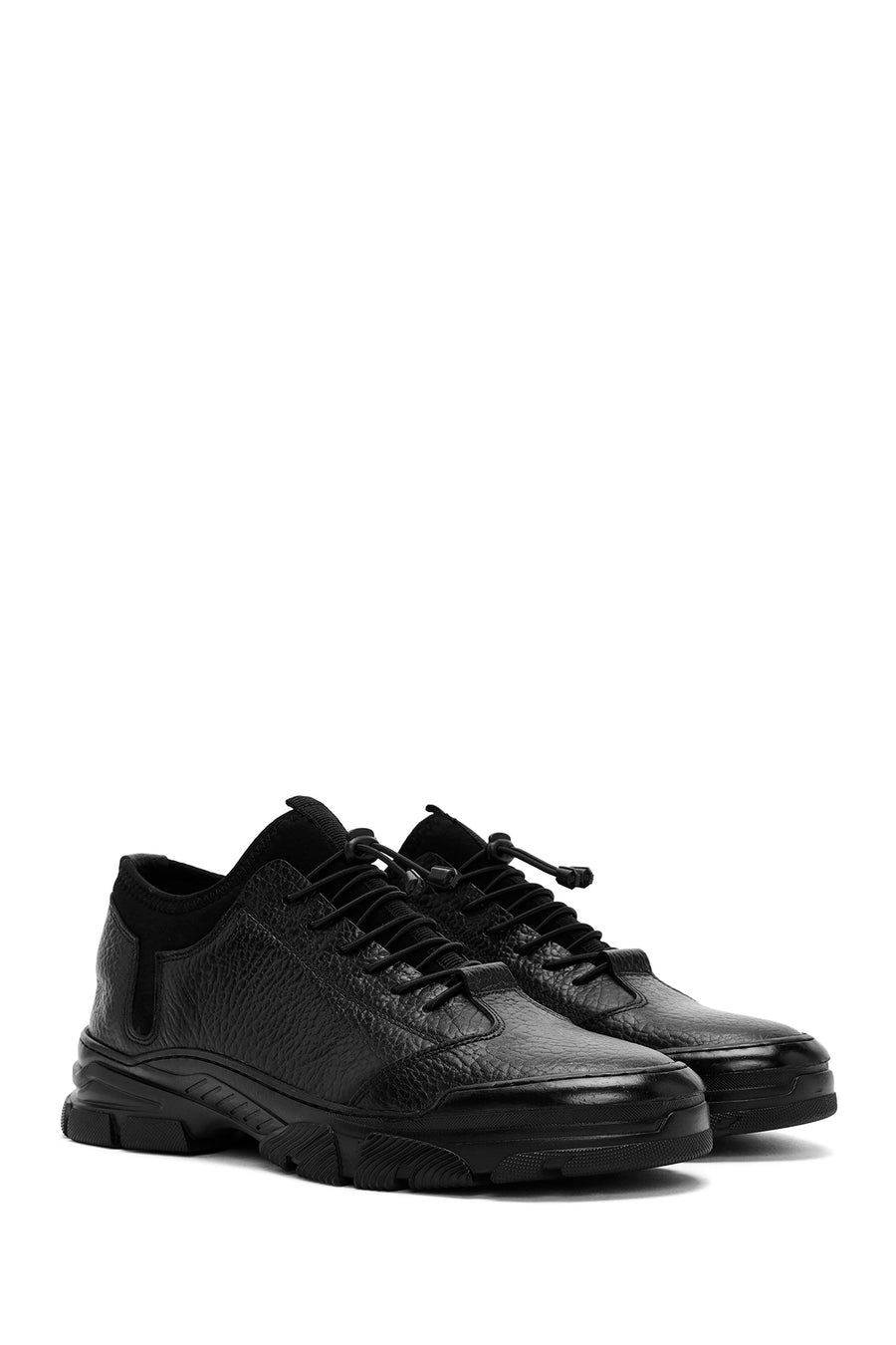Men's Black Lace-up Leather Casual Shoes