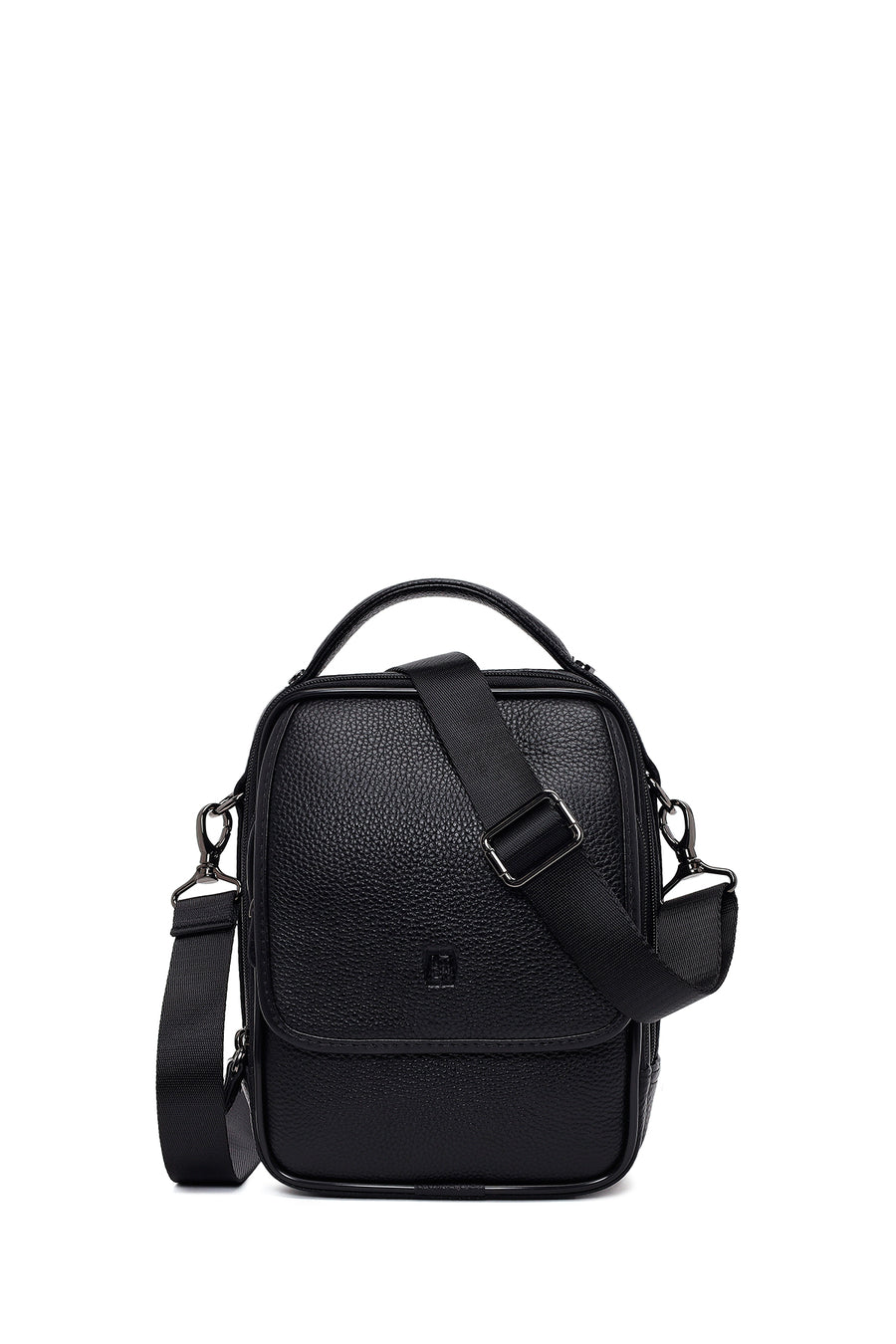 Male Black Long Strap Leather Mini Handbag 26SBD3561FT | Derimod
