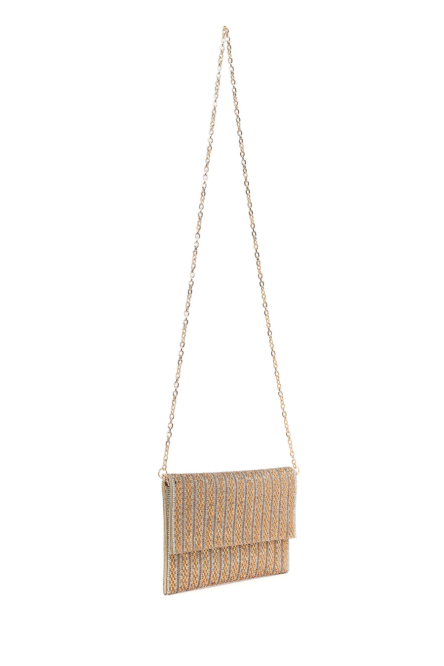 Woman Pink Chain-Strap Embellished Evening Bag
