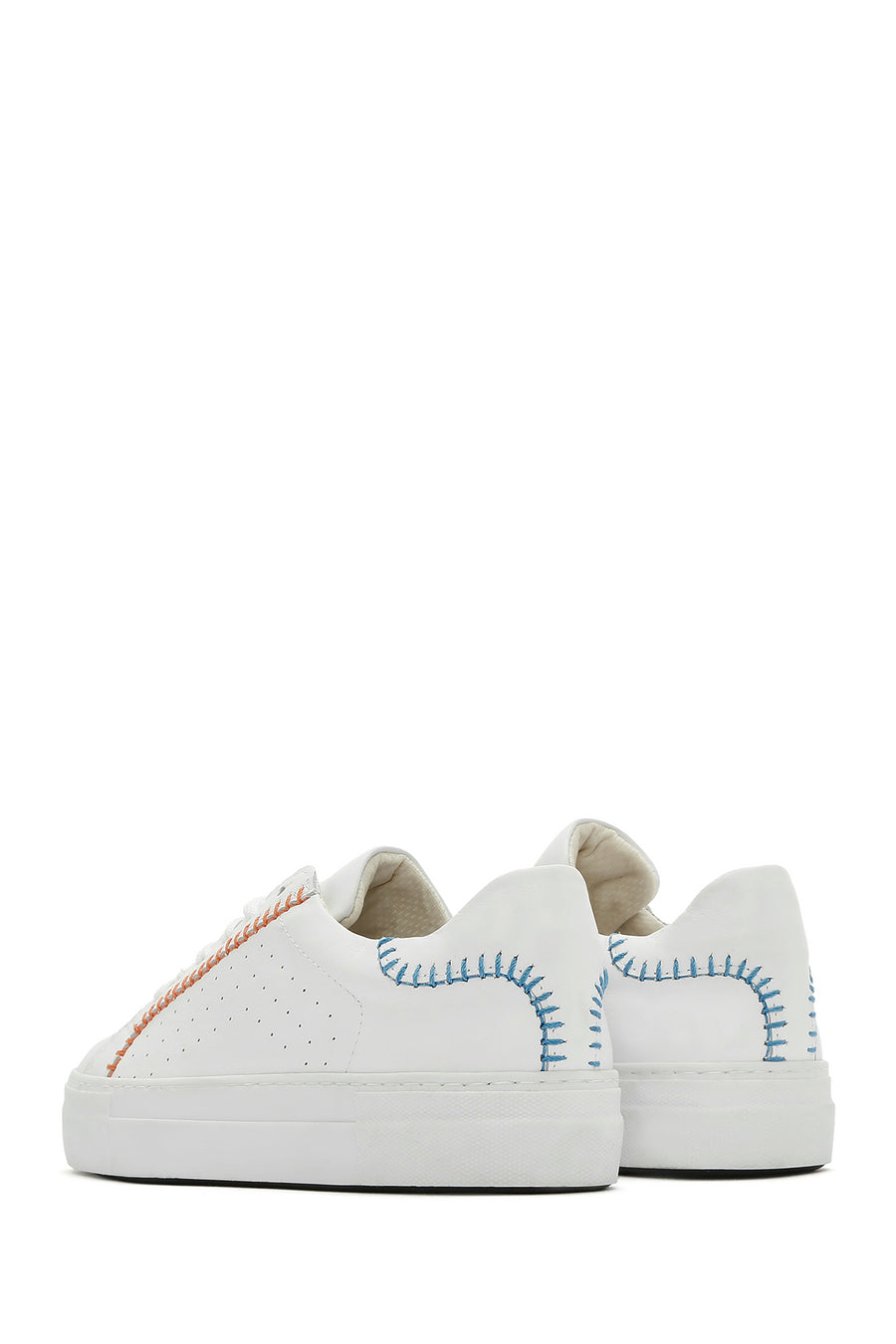 Women's White Lace-Up Leather Sneaker