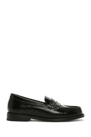 Women's Black Leather Masculine Loafer | Derimod