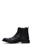 Men's Black Leather Zippered Classic Boots | Derimod