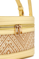 Women's Yellow Long Strap Patterned Mini Box Crossbody Bag | Derimod
