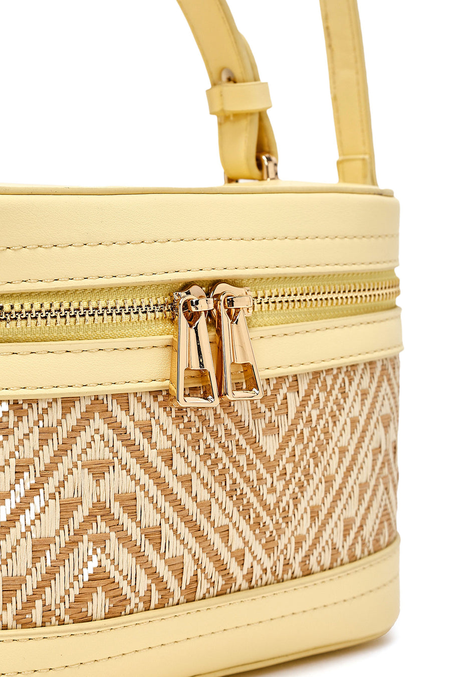 Women's Yellow Long Strap Patterned Mini Box Crossbody Bag