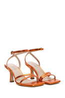 Women's Orange Ankle Strap Heel Sandals | Derimod