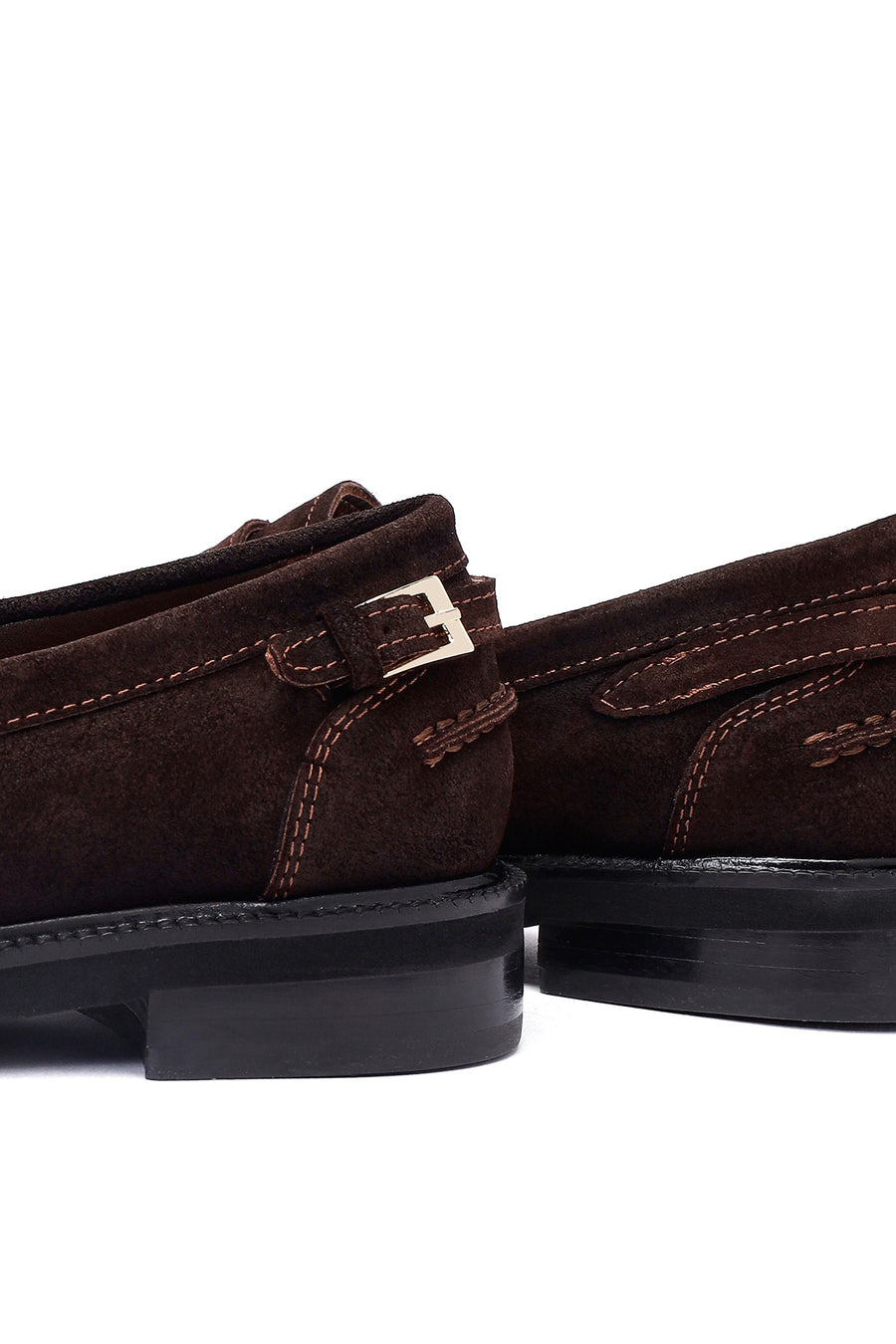 Kadın Kahverengi Tokalı Süet Deri Maskülen Loafer