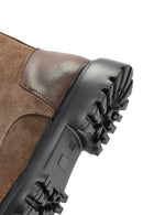 Men's Mink Zipper Lace-Up Suede Leather Casual Boots | Derimod