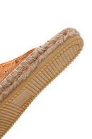 Women's Orange Metallic Leather Straw Sole Espadrille Slippers | Derimod