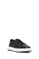 Erkek Siyah Bağcıklı Deri Sneaker | Derimod
