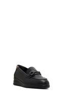 Kadın Siyah Tokalı Dolgu Topuklu Deri Comfort Loafer | Derimod