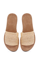 Women's Beige Straw Slippers | Derimod