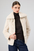 Sevilla Women's Beige Teddy Coat | Derimod