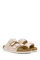 Birkenstock Women's Beige Arizona Bf Double Buckle Slippers | Derimod