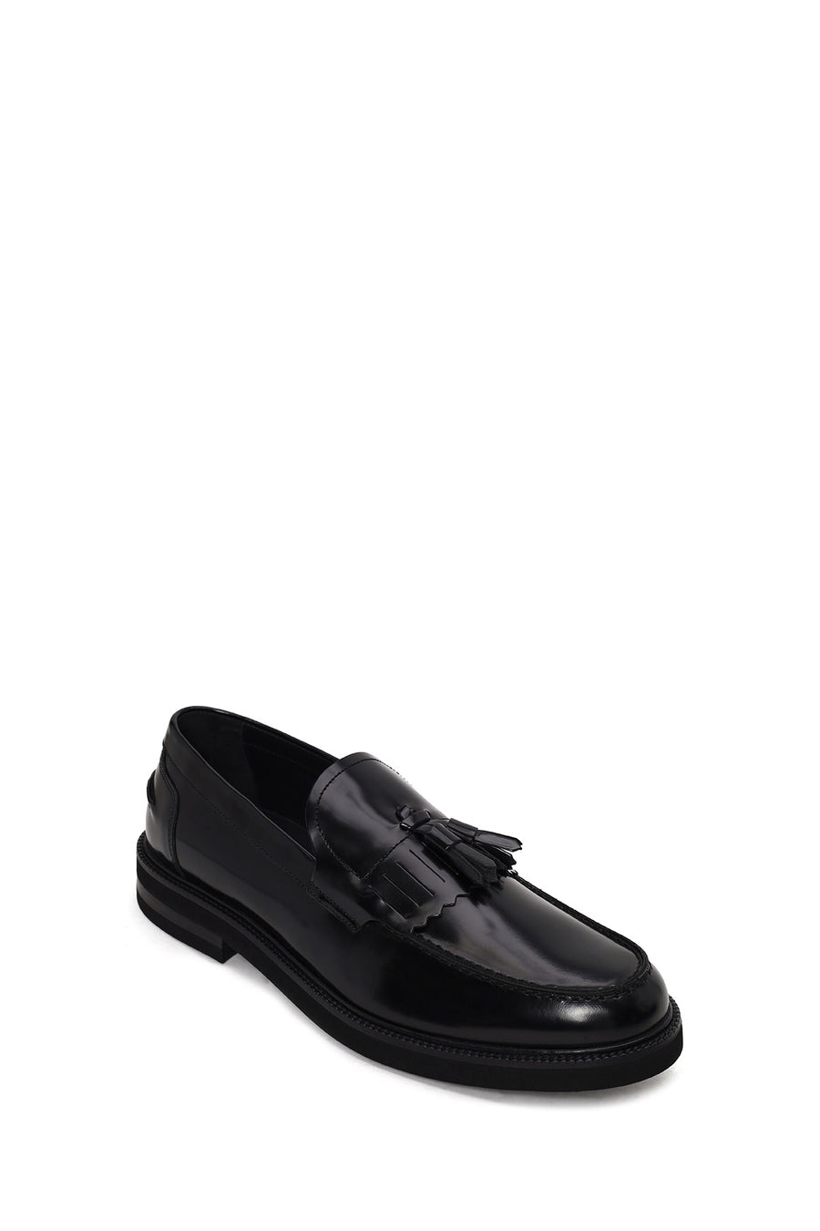 Erkek Siyah Püsküllü Deri Loafer