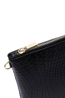 Women's Black Chain Strap Braided Clutch Bag | Derimod