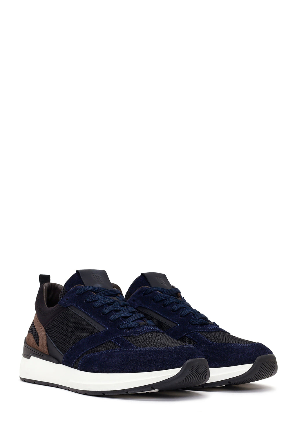 Erkek Lacivert Bağcıklı Deri Casual Sneaker
