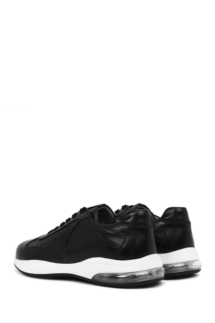 Male Black Lace-up Leather Casual Sneaker