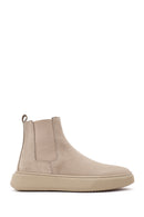 Men's Beige Nubuck Leather Chelsea Boots | Derimod