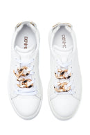 Women's White Leather Chain Sneaker | Derimod