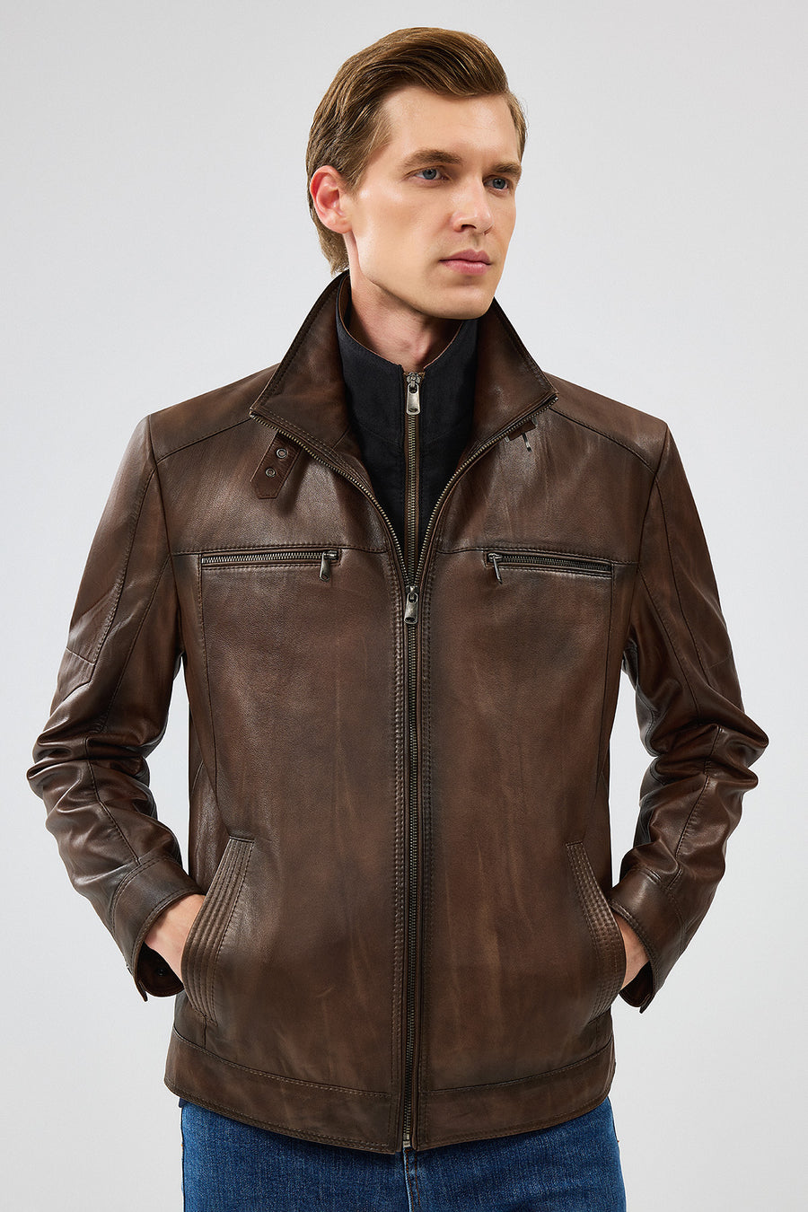 Mateo Men's Brown Leather Jacket