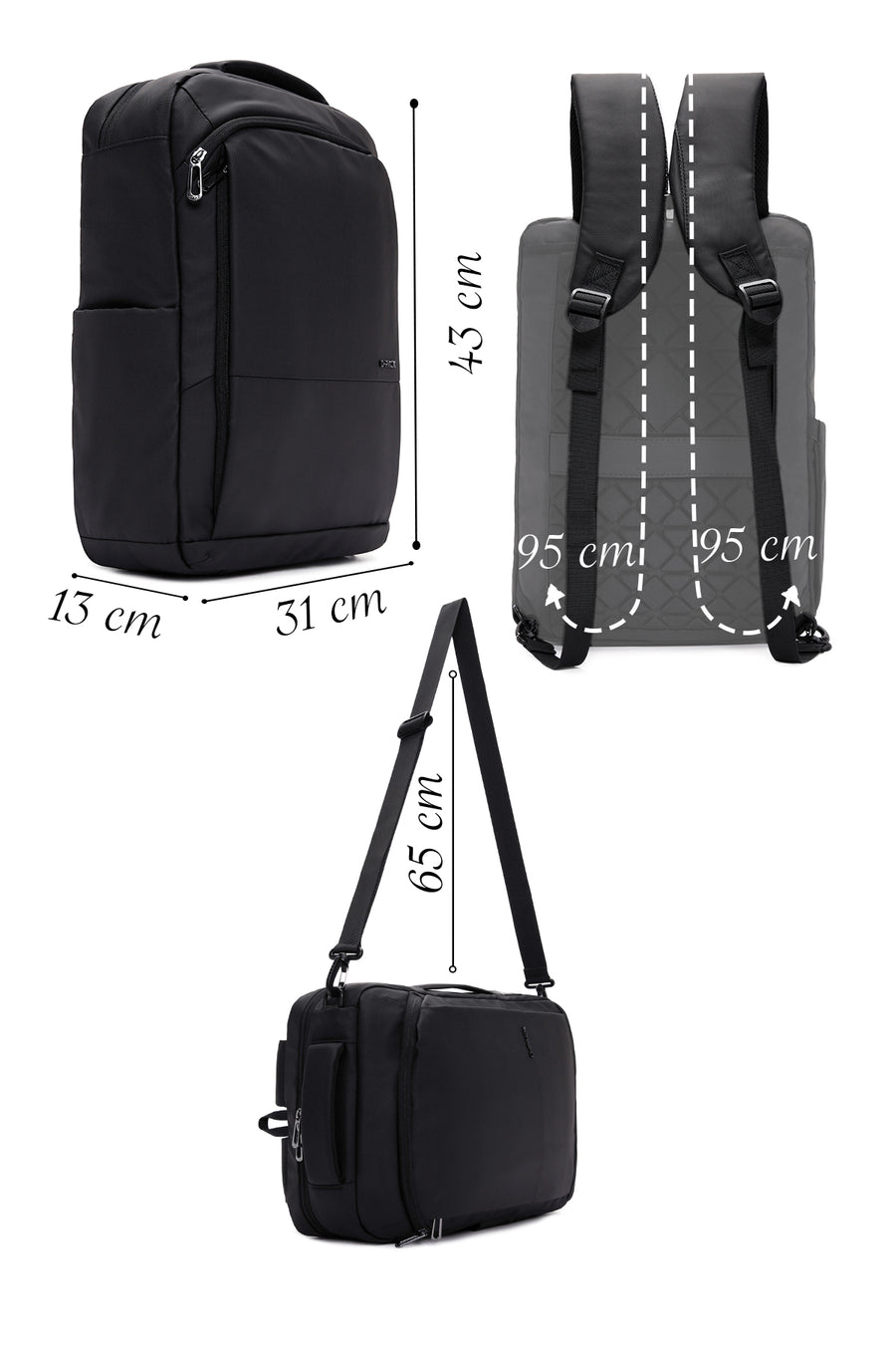 D-Pack Unisex Black Technological Fabric Backpack