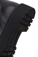 Woman Black Zip Closure Studded Thick-Soled Leather Boots | Derimod