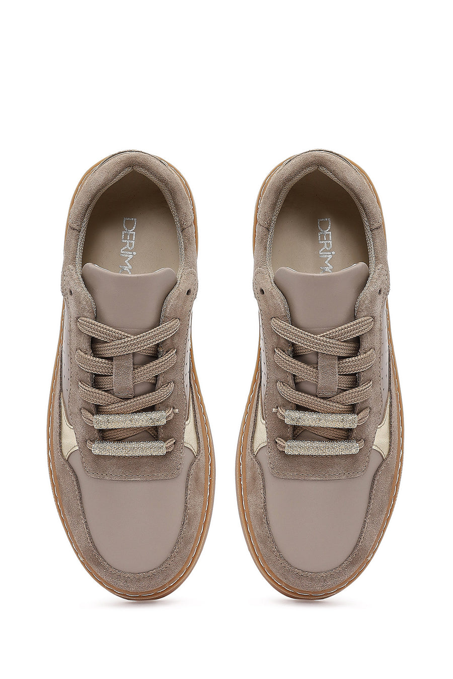 Kadın Vizon Bağcıklı Deri Sneaker
