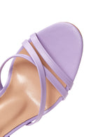 Women's Lilac Leather Heeled Sandals | Derimod