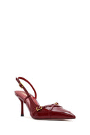 Women's Red Slingback Thin Heel Leather Shoes | Derimod