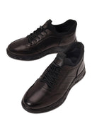 Derimod Fly Male Black Lace-Up Thick-Soled Leather Casual Sneaker | Derimod