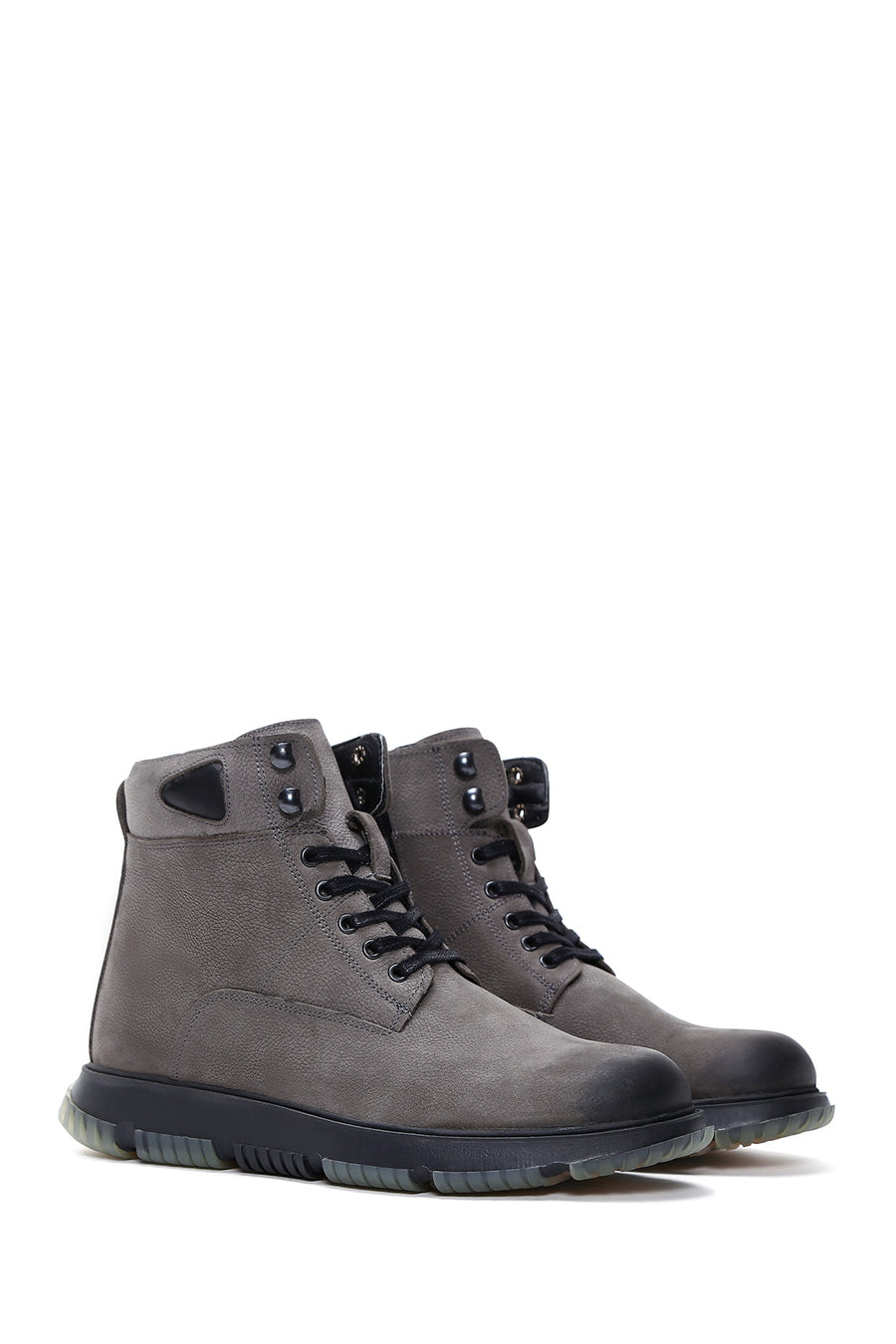 Men's Gray Nubuck Leather Zippered Casual Boots