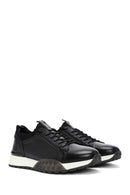 Men's Black Thick Sole Lace-up Leather Casual Sneaker | Derimod