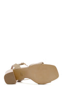 Women's Beige Ankle Strap Heeled Sandals | Derimod