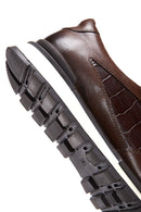 Erkek Kahverengi Deri Desenli Sneaker | Derimod