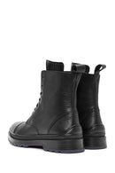 Men's Black Zippered Leather Combat Boots | Derimod