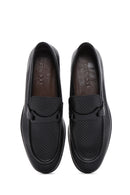 Men's Black Leather Printed Classic Loafer | Derimod