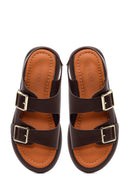 Women's Brown Double Buckle Sandals | Derimod