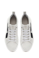 Men's White Lace-up Thick-Sole Leather Sneaker | Derimod