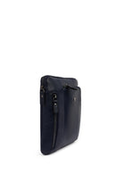 Men's Navy Leather Messenger Bag | Derimod