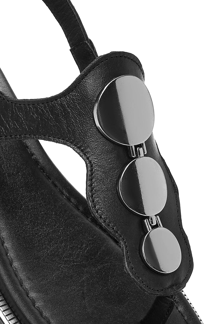 Women's Black Leather Flip-Flop Sandals
