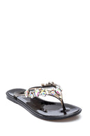 Women's Black Stone Flip Flops | Derimod
