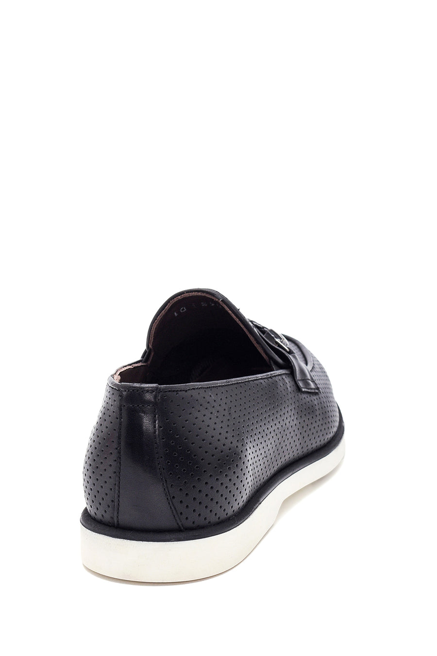 Men's Black Leather Perforated Casual Loafer